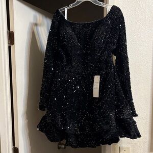Black Sequin Mini Dress